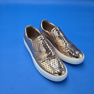 Glaze Gold Slip-On Sneakers Shoes Womens Size 8.5 Bling Loafer EUC‎